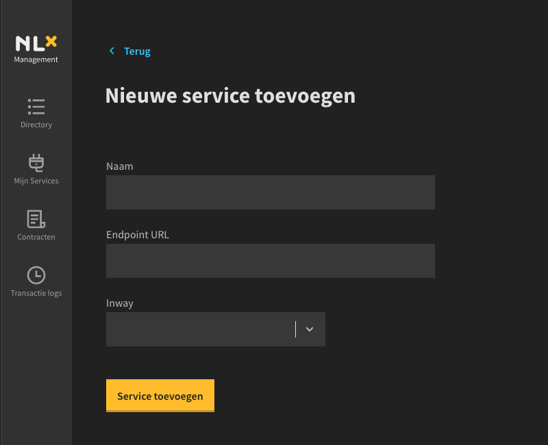 Add service screen